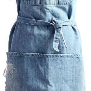 Cotton Denim Apron Soft - Unisex Adjustable Bib Apron with 5-Pockets Perfect for Kitchens
