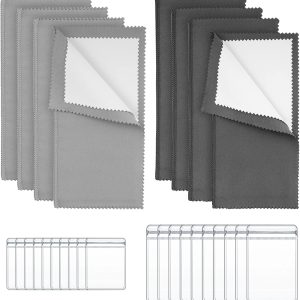 Jewelry Cleaning Cloth 8PCS with 20PCS Jewelry Storage Bag Double-Layer Silver Polishing Cloth for Jewelry Soft Microfiber Sterling Silver Cleaner Cloth for Gold Coins Watches Silverware