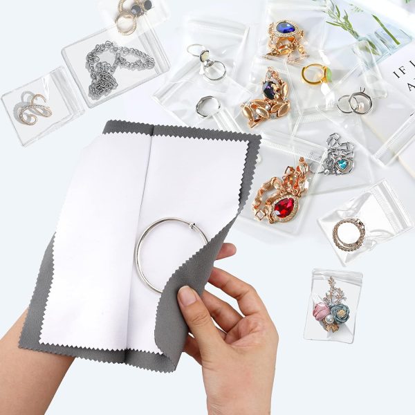 Jewelry Cleaning Cloth 8PCS with 20PCS Jewelry Storage Bag Double-Layer Silver Polishing Cloth for Jewelry Soft Microfiber Sterling Silver Cleaner Cloth for Gold Coins Watches Silverware - Image 5
