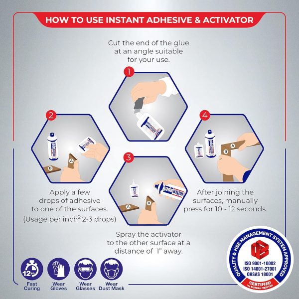 MITREAPEL CA Glue with Activator (2 x 0.80 oz - 2 x 3.30 fl oz.) - CA Glue for Woodworking - Cyanoacrylate Glue and Activator Spray - Crazy Glue, Super Glue for Crafts and DIY Projects - (2 Pk) - Image 2