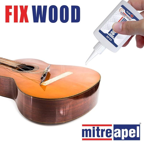 MITREAPEL CA Glue with Activator (2 x 0.80 oz - 2 x 3.30 fl oz.) - CA Glue for Woodworking - Cyanoacrylate Glue and Activator Spray - Crazy Glue, Super Glue for Crafts and DIY Projects - (2 Pk) - Image 3