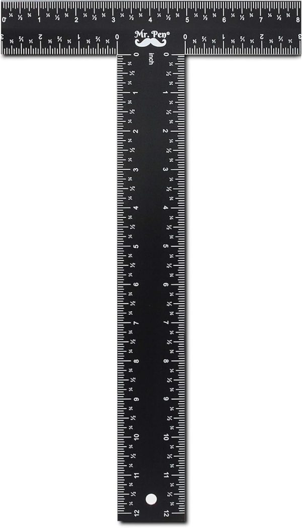 Mr. Pen - T Square, T Ruler, 12 inch Metal Ruler, T Square Ruler, Drafting Tools, Architect Ruler, Set Square, Drafting Ruler, Tsquare, Truler, Architectural Triangle, Tee Ruler, L Square, Scale Ruler
