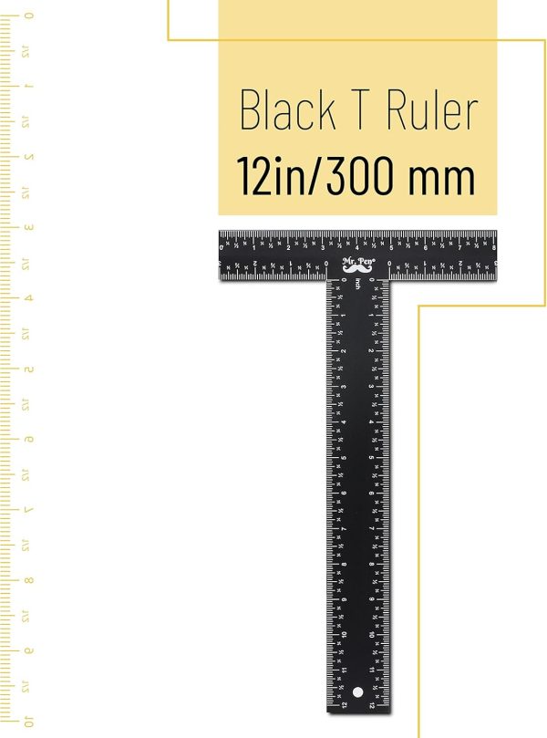 Mr. Pen - T Square, T Ruler, 12 inch Metal Ruler, T Square Ruler, Drafting Tools, Architect Ruler, Set Square, Drafting Ruler, Tsquare, Truler, Architectural Triangle, Tee Ruler, L Square, Scale Ruler - Image 2