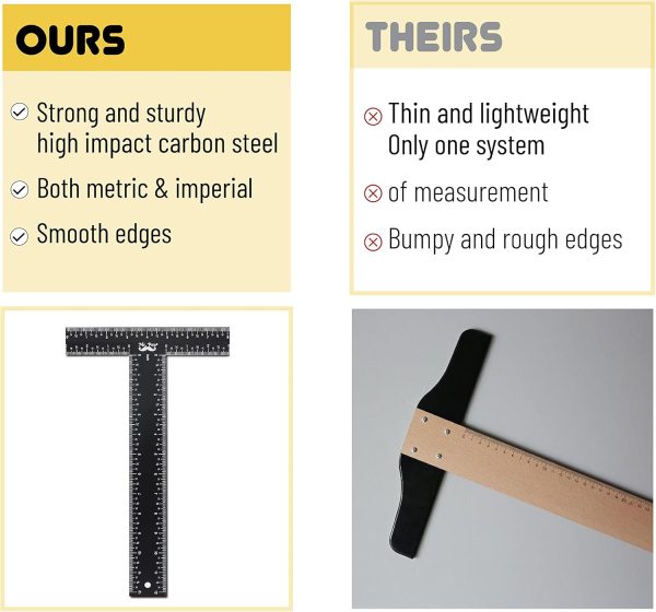 Mr. Pen - T Square, T Ruler, 12 inch Metal Ruler, T Square Ruler, Drafting Tools, Architect Ruler, Set Square, Drafting Ruler, Tsquare, Truler, Architectural Triangle, Tee Ruler, L Square, Scale Ruler - Image 4