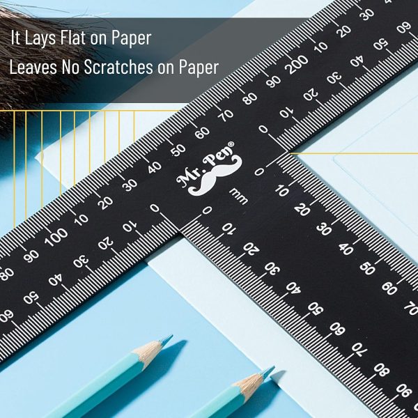 Mr. Pen - T Square, T Ruler, 12 inch Metal Ruler, T Square Ruler, Drafting Tools, Architect Ruler, Set Square, Drafting Ruler, Tsquare, Truler, Architectural Triangle, Tee Ruler, L Square, Scale Ruler - Image 5