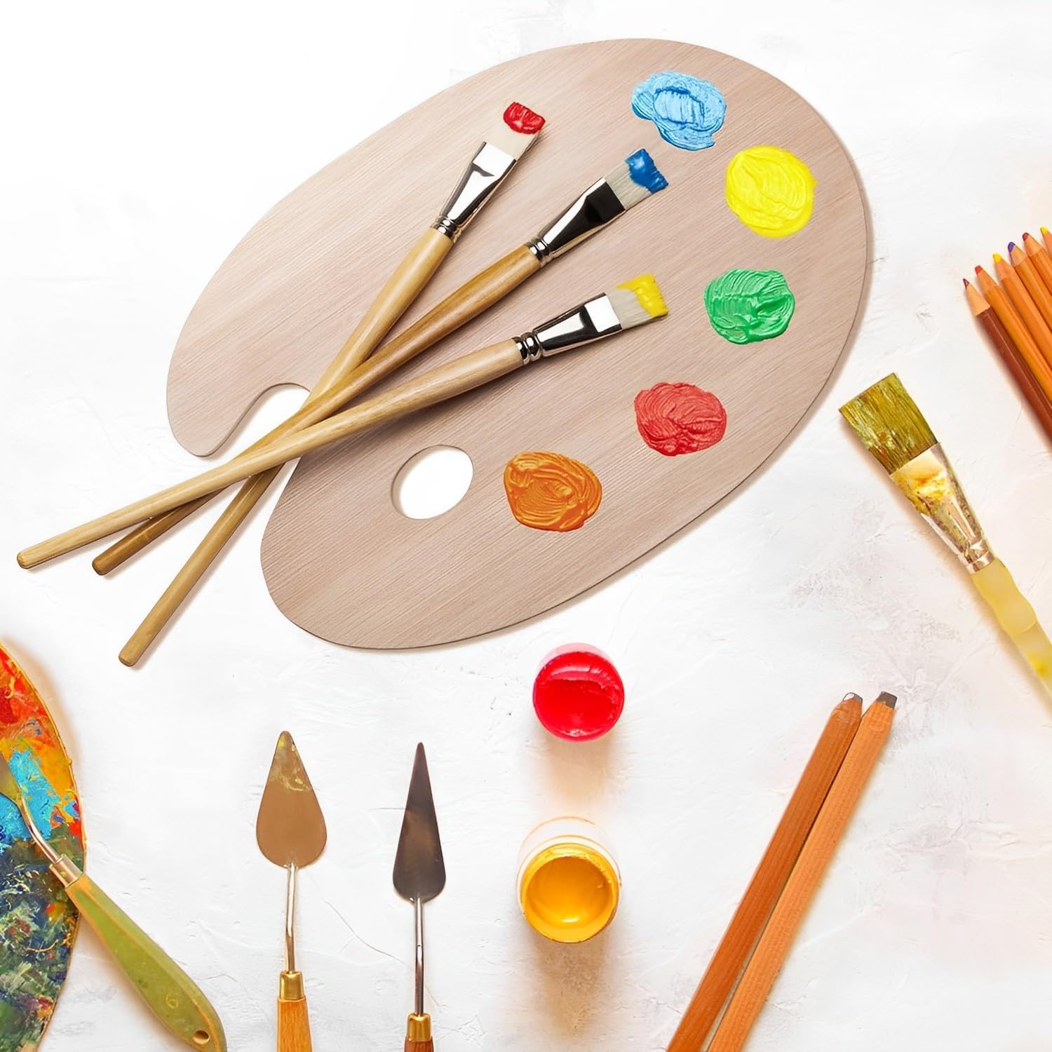 Palette Wooden Paint Palette, 2PCS Painting Palette Paint Tray Palettes for Acrylic Watercolor Oil Paint DIY Art Craft Painting - Image 3