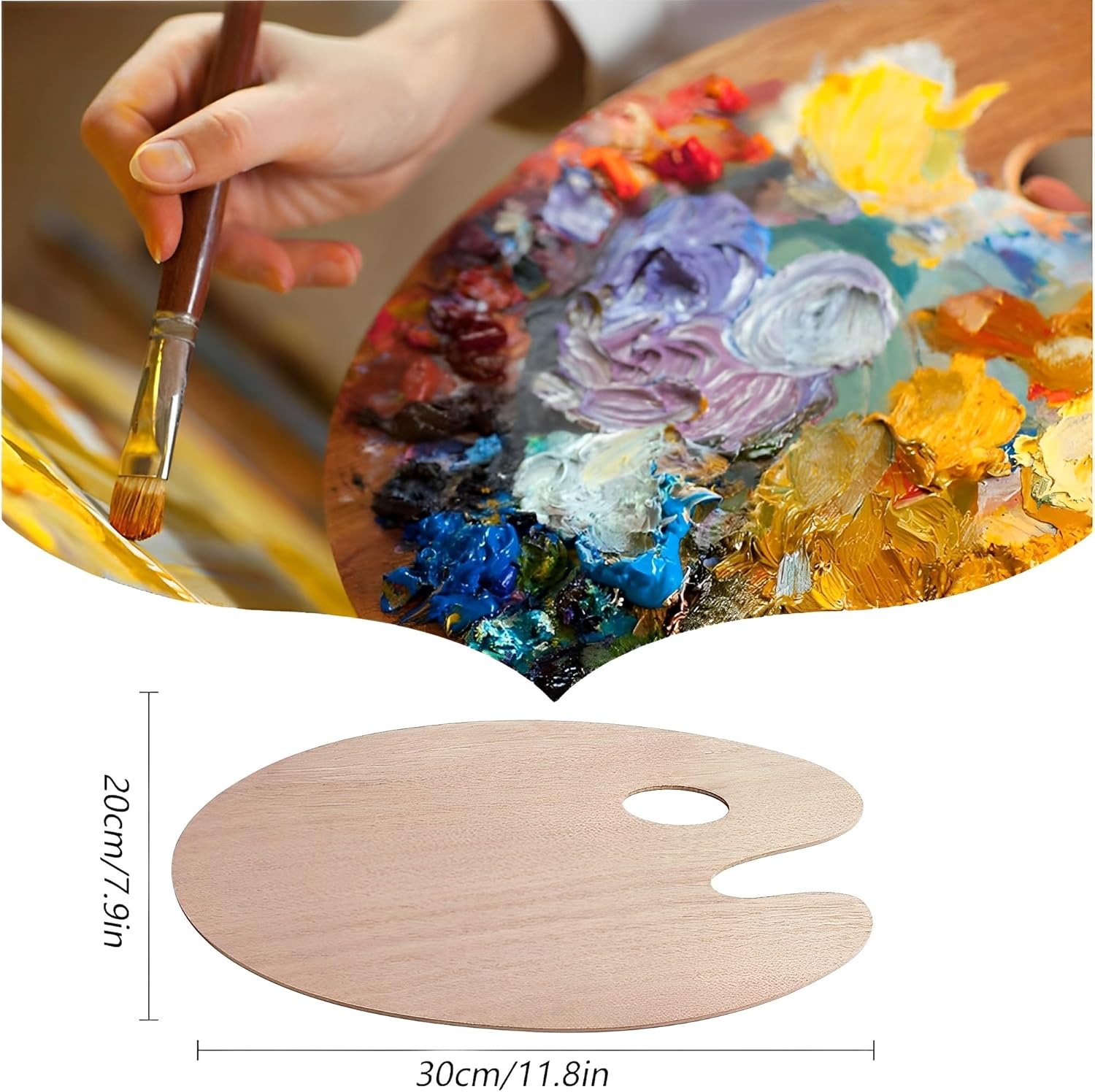 Palette Wooden Paint Palette, 2PCS Painting Palette Paint Tray Palettes for Acrylic Watercolor Oil Paint DIY Art Craft Painting - Image 4