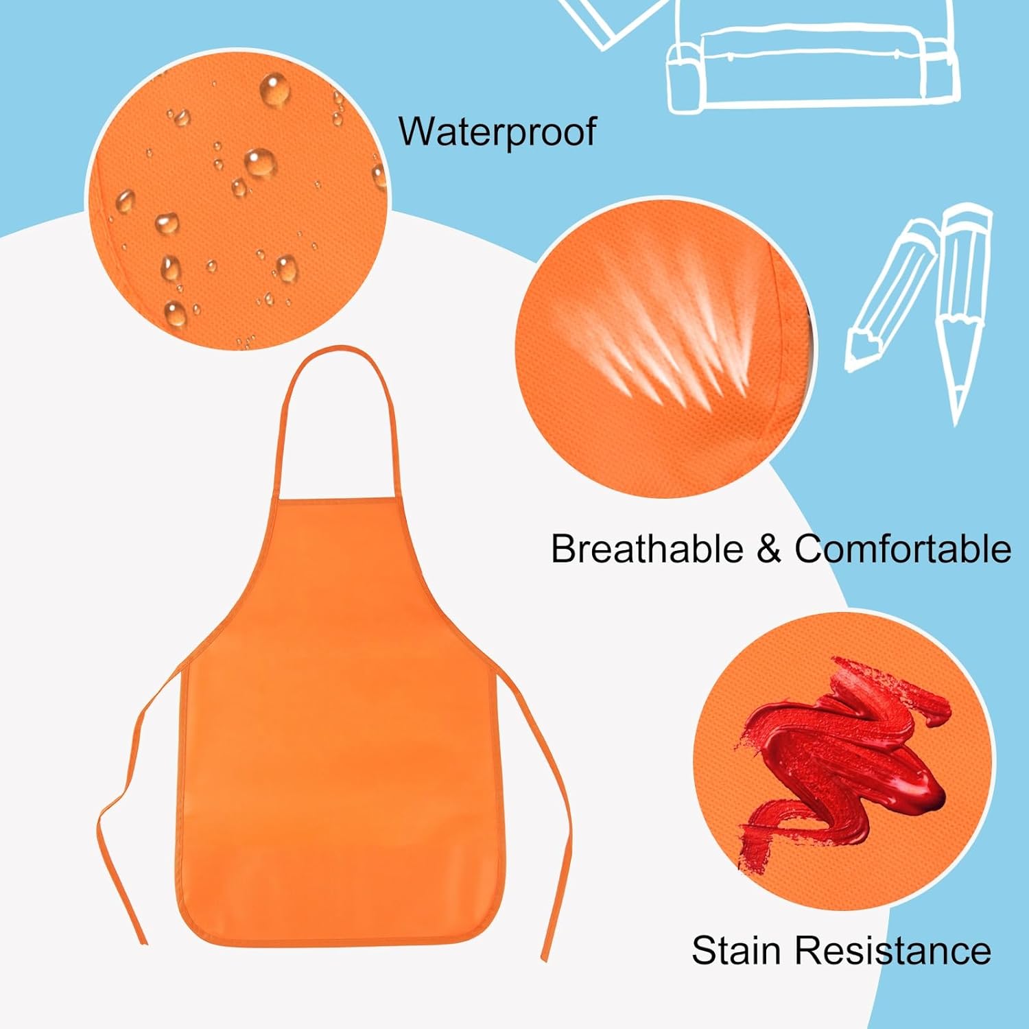PLULON 20 Pcs Kids Apron Painting Aprons for Kids, Kids Aprons for Painting Art Apron Smocks Bulk for Art Painting Activity Craft Home Kitchen Classroom Party Supplies - Image 3